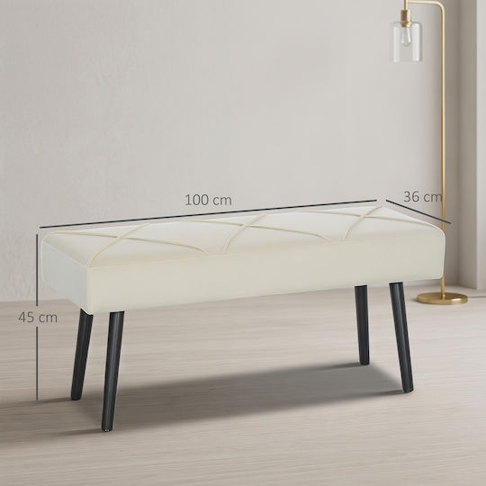 Bancă De Bucătărie Din Catifea Crem 100x36x45cm