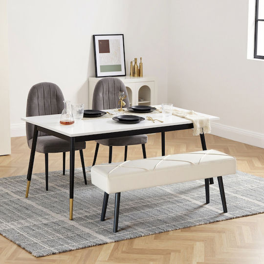 Bancă De Bucătărie Din Catifea Crem 100x36x45cm