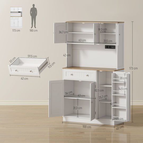 Lower Oven Cabinet White 100x40x173cm
