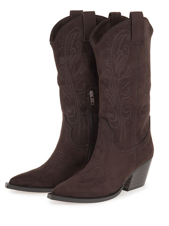 Suede Women's Boots Cowboy Brown