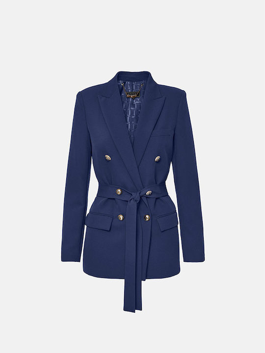 Lynne Damen Krepp Doppelreihiges Blazer Blau Lynne Damen Krepp Doppelreihiges Blazer Blau