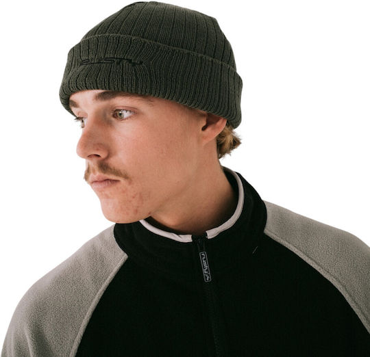 Beanie Männlicher Wendbarer Strickmütze in Khaki Farbe