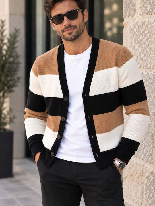 Herren Gestrickte Fleecejacken mit Buttons Schwarz