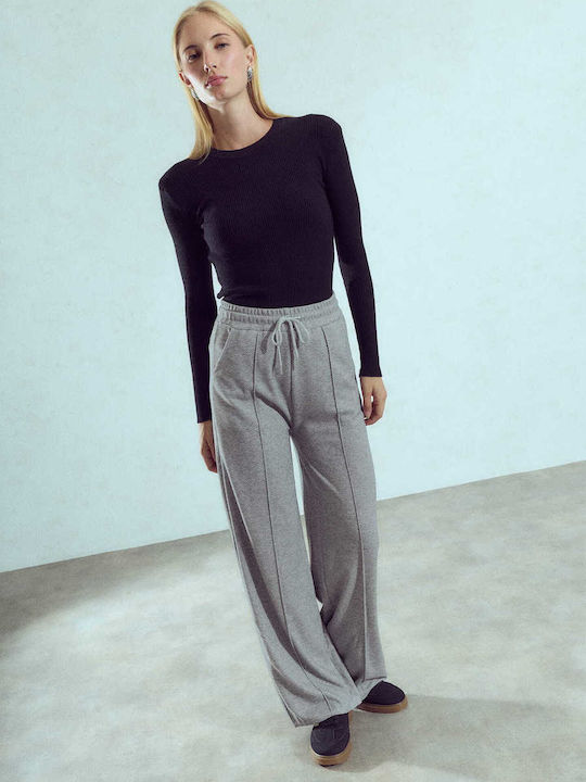 Women's Trousers Decorative Stitching Light Gray