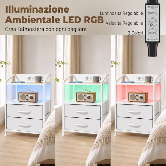 Bedside Tables Wooden with Metal Legs White 2 Pieces 40x30x60cm