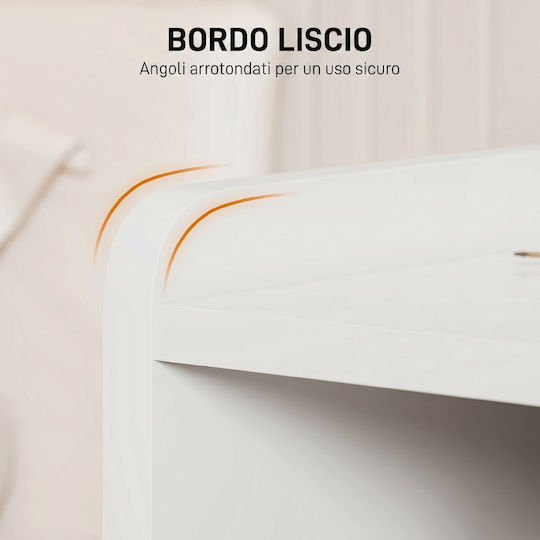 Wooden White Bedside Table 40x30x60cm