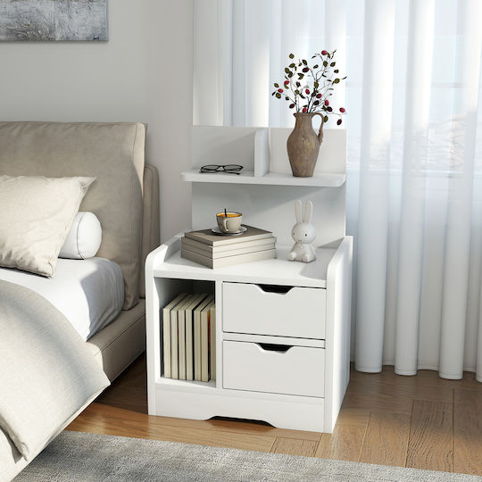 Wooden White Bedside Table 40x30x60cm