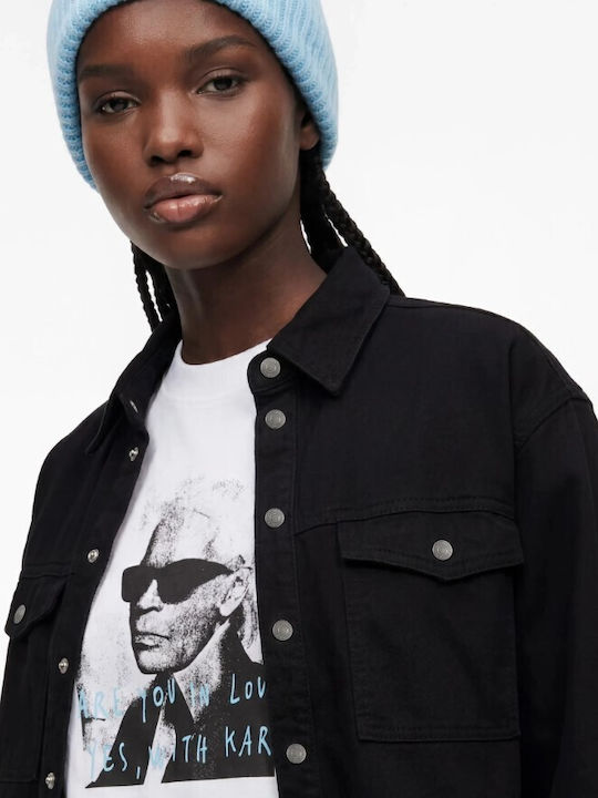 Damenmäntel Overshirt Schwarz