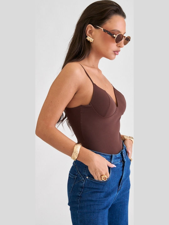 Damen-Bodysuit mit Unterstützung Braun Dunkel