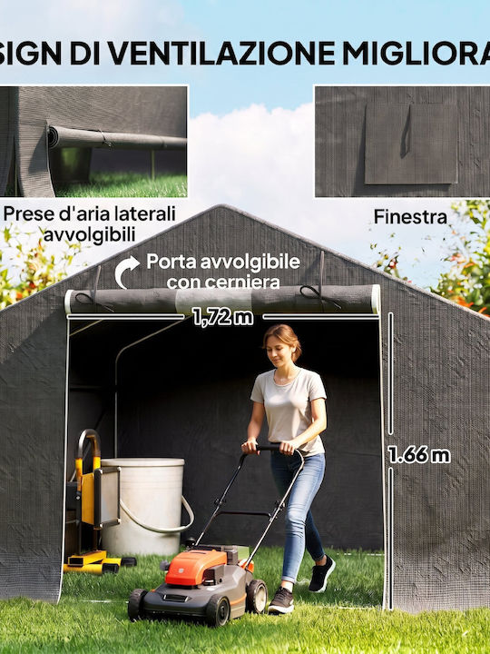 Outsunny Градинска беседка Сива 3x3m
