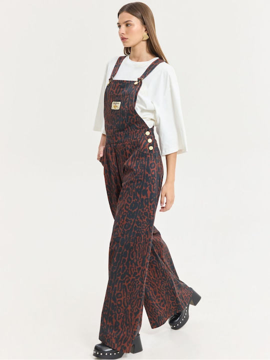 Damentlatzhose Denim Rot Leopard
