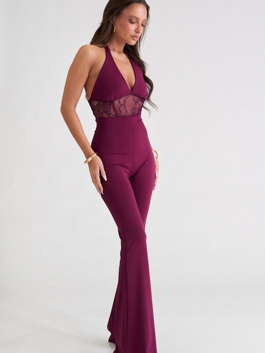 Damen Jumpsuit Burgundisch