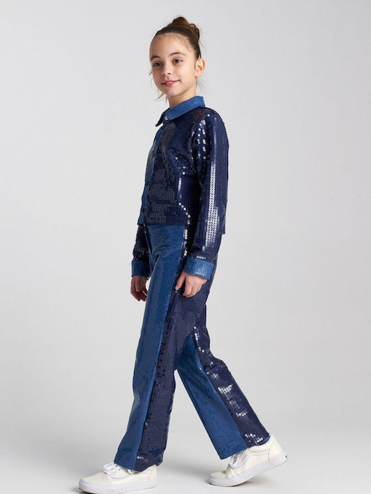 Kids Long-sleeved Denim Shirt Midnight Moon