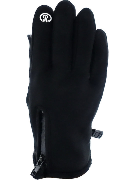 Schwarze Fleece Handschuhe mit Pelz