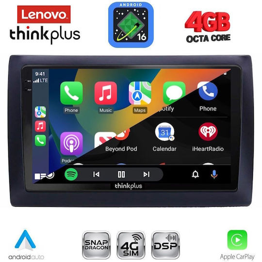Lenovo Автомобилна Аудио Система за Fiat Stilo 2001-2007 (Bluetooth/USB/Вграден Wi-Fi/GPS/Apple CarPlay/Android Auto) с Touch Screen 9"
