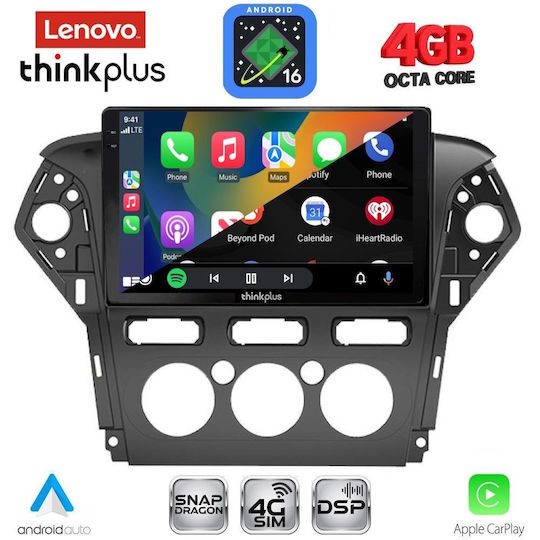 Lenovo Car Audio System for Ford Mondeo 2011-2013 with A/C Bluetooth USB WiFi GPS Apple CarPlay Android Auto with 10" Touch Screen