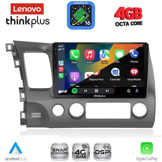 Lenovo Автомобилна Аудио Система за Honda Civic 2006-2012 (Bluetooth/USB/Вграден Wi-Fi/GPS/Apple CarPlay/Android Auto) с Touch Screen 10"