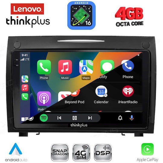 Lenovo Автомобилна Аудио Система за Mercedes-Benz SLK 2004-2010 (Bluetooth/USB/Вграден Wi-Fi/GPS/Apple CarPlay/Android Auto) с Touch Screen 9"