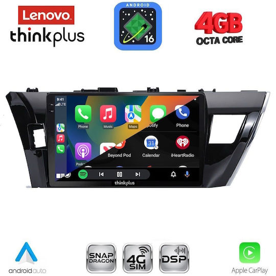 Lenovo Автомобилна Аудио Система за Toyota Corolla 2013-2016 (Bluetooth/USB/Вграден Wi-Fi/GPS/Apple CarPlay/Android Auto) с Touch Screen 10"