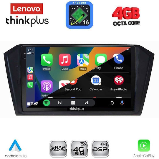 Lenovo Автомобилна Аудио Система За Volkswagen Passat 2016-2023 С Clima (Bluetooth/USB/Вграден Wi-Fi/GPS/Apple CarPlay/Android Auto) С Touch Screen 10"