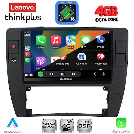 Lenovo Автомобилна Аудио Система за Volkswagen Passat 2000-2005 (Bluetooth/USB/Вграден Wi-Fi/GPS/Apple CarPlay/Android Auto) с Touch Screen 9"