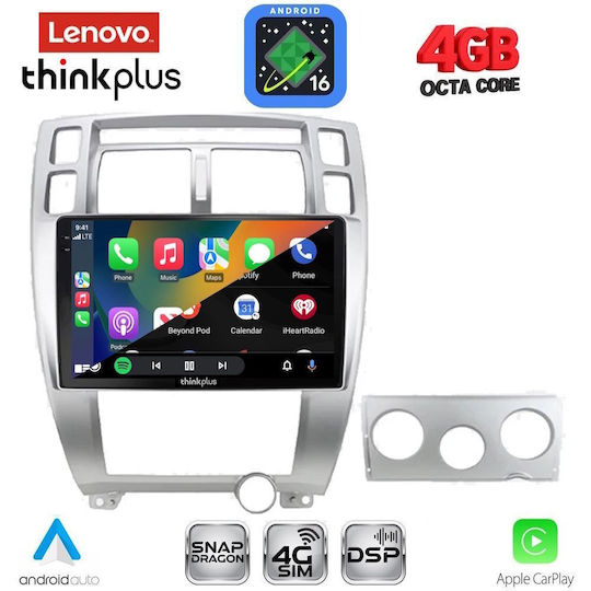 Lenovo Автомобилна Аудио Система за Hyundai Tucson 2004-2010 (Bluetooth/USB/Вграден Wi-Fi/GPS/Apple CarPlay/Android Auto) с Touch Screen 10"
