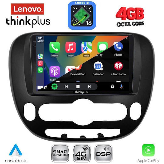Lenovo Car Audio System for Kia Soul 2013-2019 Bluetooth USB WiFi GPS Apple CarPlay Android Auto with 9" Touch Screen