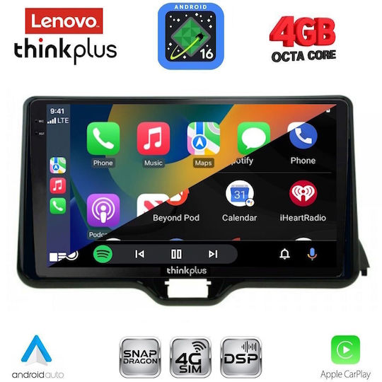 Lenovo Автомобилна Аудио Система за Toyota Yaris Mazda 2 (Bluetooth/USB/WiFi/GPS/Apple CarPlay/Android Auto) с Touch Screen 10"