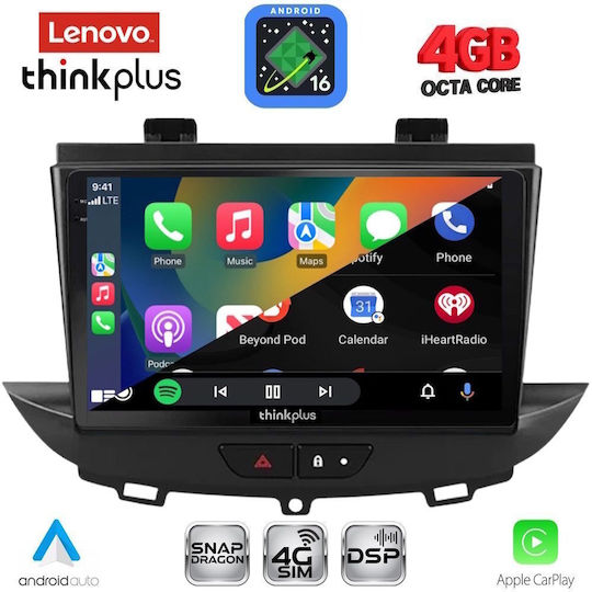 Lenovo Автомобилна Аудио Система за Opel Crossland / Grandland 2017-2025 (Bluetooth/USB/Вграден Wi-Fi/GPS/Apple CarPlay/Android Auto) с Touch Screen 9"