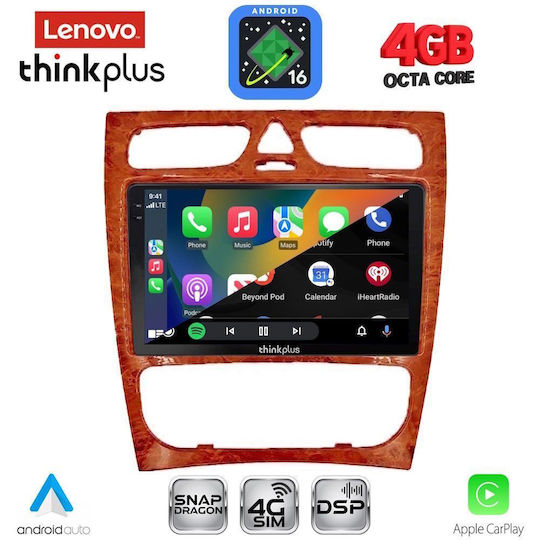 Lenovo Car Audio System for Mercedes-Benz C Class Nissan Cherry 1999-2004 Bluetooth USB WiFi GPS Apple CarPlay Android Auto with 9" Touch Screen