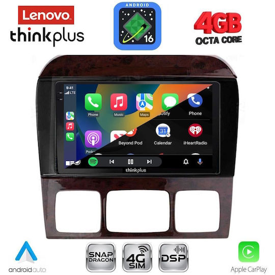 Lenovo Автомобилна Аудио Система за Mercedes-Benz S Class 1998-2005 (Bluetooth/USB/Вграден Wi-Fi/GPS/Apple CarPlay/Android Auto) с Touch Screen 9"