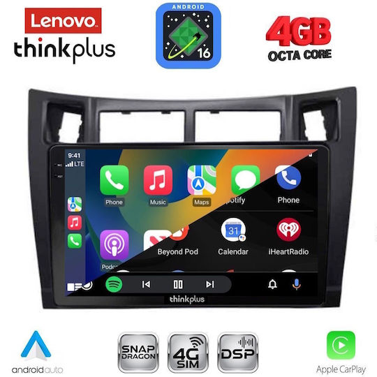 Lenovo Автомобилна Аудио Система За Toyota Yaris 2006-2011 (Bluetooth/USB/Вграден Wi-Fi/GPS/Apple CarPlay/Android Auto) С Touch Screen 9"