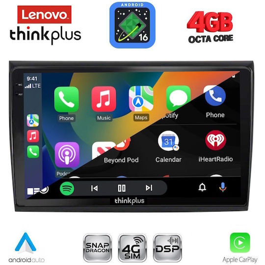 Lenovo Автомобилна Аудио Система за Fiat Bravo 2007-2019 (Bluetooth/USB/Вграден Wi-Fi/GPS/Apple CarPlay/Android Auto) с Touch Screen 9"
