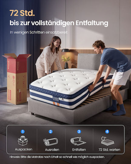 Vasagle Kingsize Ergonomische Memory-Schaum Roll Pack 200x200x25cm mit Taschenfedern