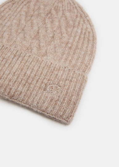 Beanie Unisex Σκούφος Πλεκτός σε Μπεζ χρώμα