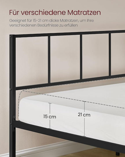 Single Bed for Mattress 90x200cm Black Melani