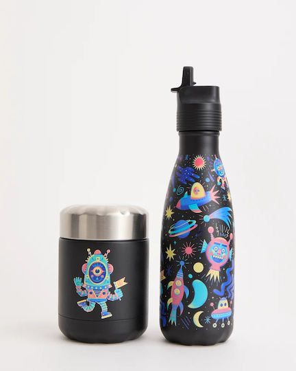 Chilly's Rostfreier Stahl Kinder Trinkflasche Thermos mit Stroh Original Kids Space Cadet 350ml