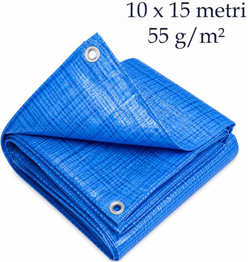 Pe Tarpaulin Durable Metal Rings 10x15 M Enhanced Protection 55 G/m² Density