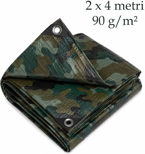 Prelată Army pentru utilaje și materiale din lemn 2x4 m PE 90 g/m² inele metalice