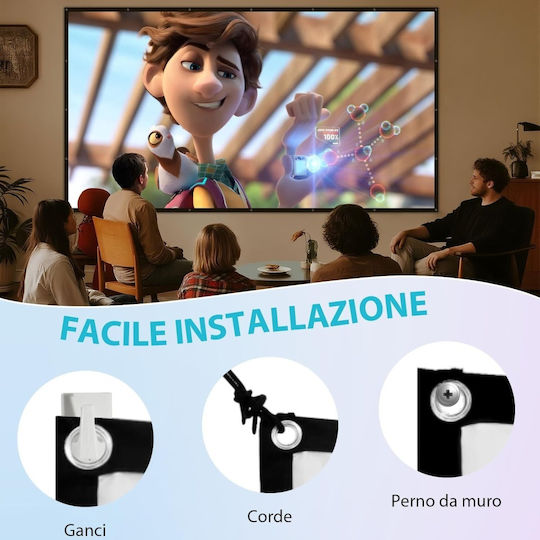 Ecran de Proiecție Portabil Leorfi 84 Inci 198 X 113 Cm Raport 16:9 Negru Opac Spate Suprafață Anti-Lumină Unghi 160° Fără Riduri Necesită Spălare Husă de Transport Inclusă Interior Exterior