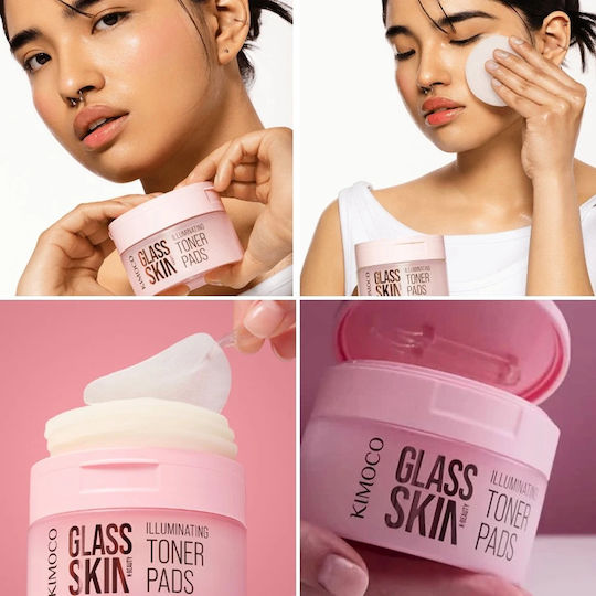 Kimoco Glass Skin Кърпички за Тонизиране на Лицето с Ориз и Ниацинамид 60 бр