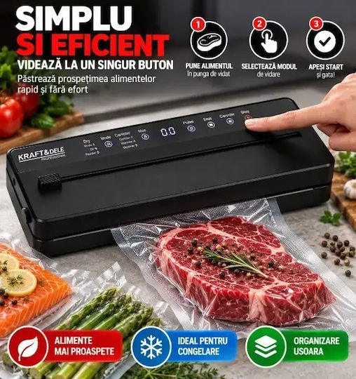 Kraft & Dele Sigilatoare cu Vid Internă cu Lungimea Maximă de Sigilare 300mm Automată