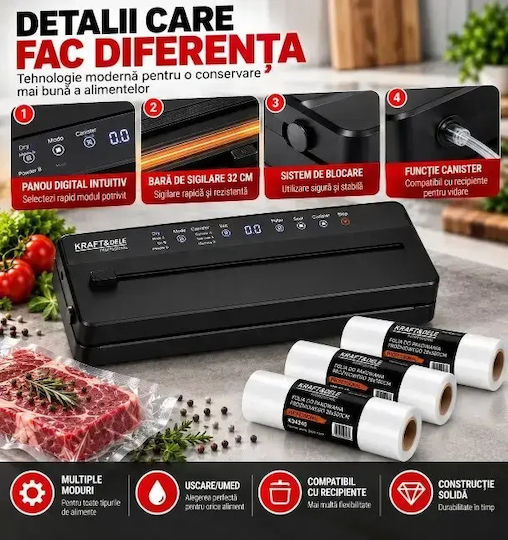 Kraft & Dele Sigilatoare cu Vid Internă cu Lungimea Maximă de Sigilare 300mm Automată