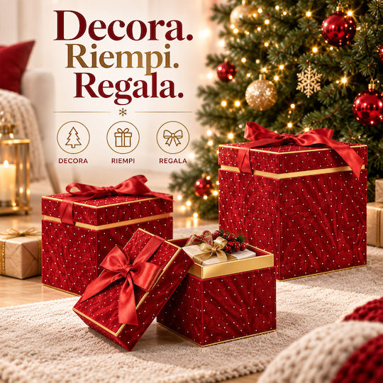 Bakaji Christmas Gift Box Red 3 Pieces