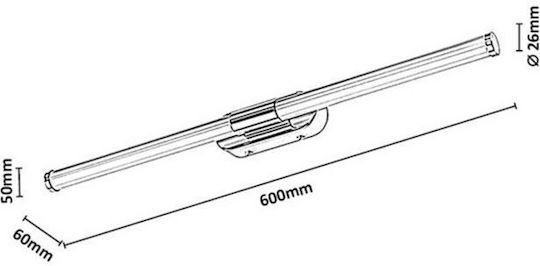 Rabalux Modern Bathroom Wall Lamp with Integrated LED and Natural White Light Silver