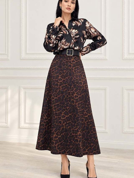 Fustă Midi Cloșcă Leopard Maro