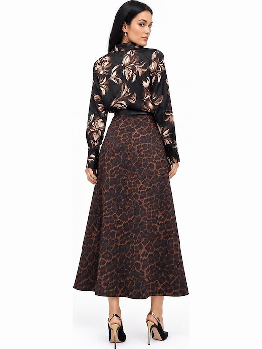Fustă Midi Cloșcă Leopard Maro