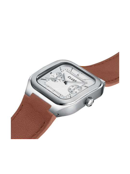 Cluse Men's Watch 35mm Battery with Leather Strap Light Brown/silver