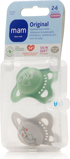 Mam Original Pacifiers Silicone Bunny-Deer - Green - Beige for 2-6 months 2pcs
