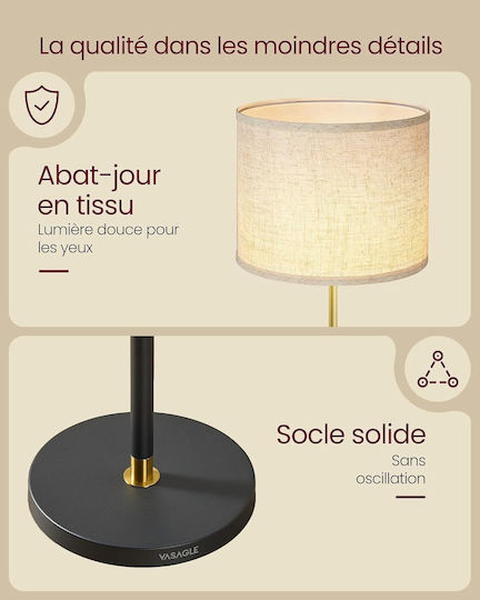 Vasagle Floor Lamp with E27 Lamp Bulb Base Black